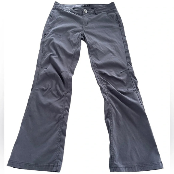 Prana Womens size 10 Gray Nylon Flare Leg Hiking Pants Convertible Mid Rise Grey - Picture 1 of 8